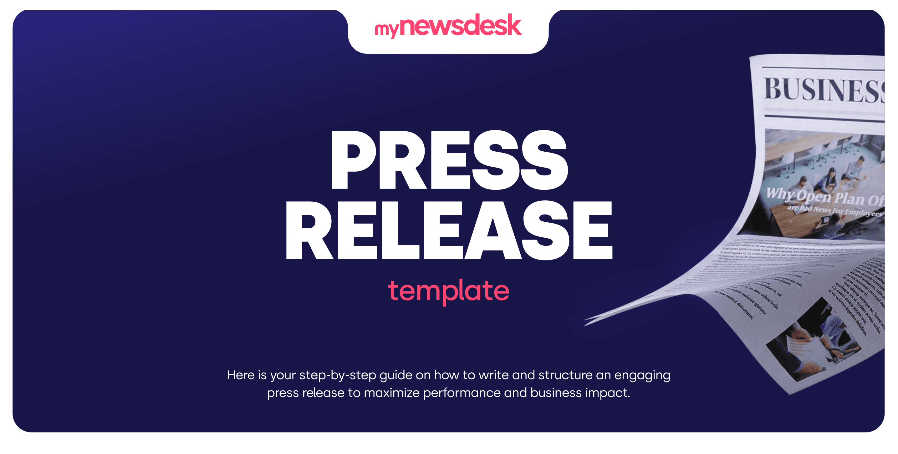 Purple background and white text saying press release.