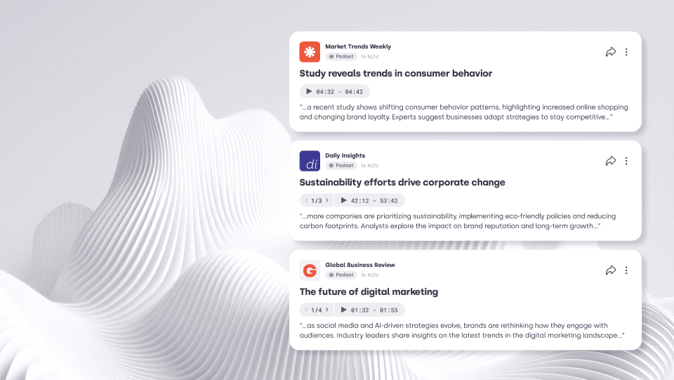 Screen shot of Mynewsdesks Audio & Video Monitoring tool dashboard