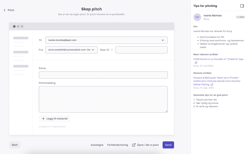 Screenshot of Pitch Tool – Create Pitch, Norweigan Norsk